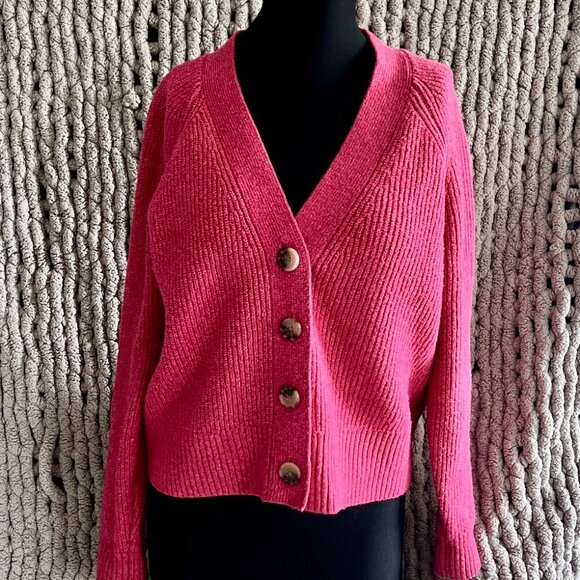 Old Navy Cozy Button-Up Pink Cardigan Sweater - Size M - Picture 8 of 11